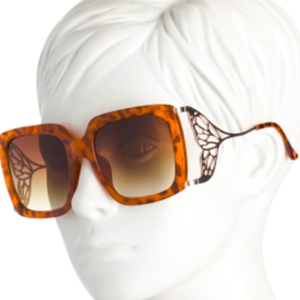 BETSEY JOHNSON Large Tortoise Square with Gold Temples Sunglasses